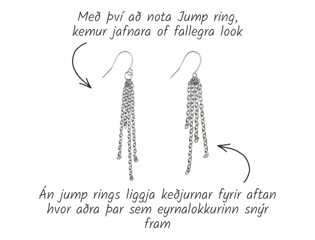 Samanburður á hook eyrnalokkum með og án jump rings